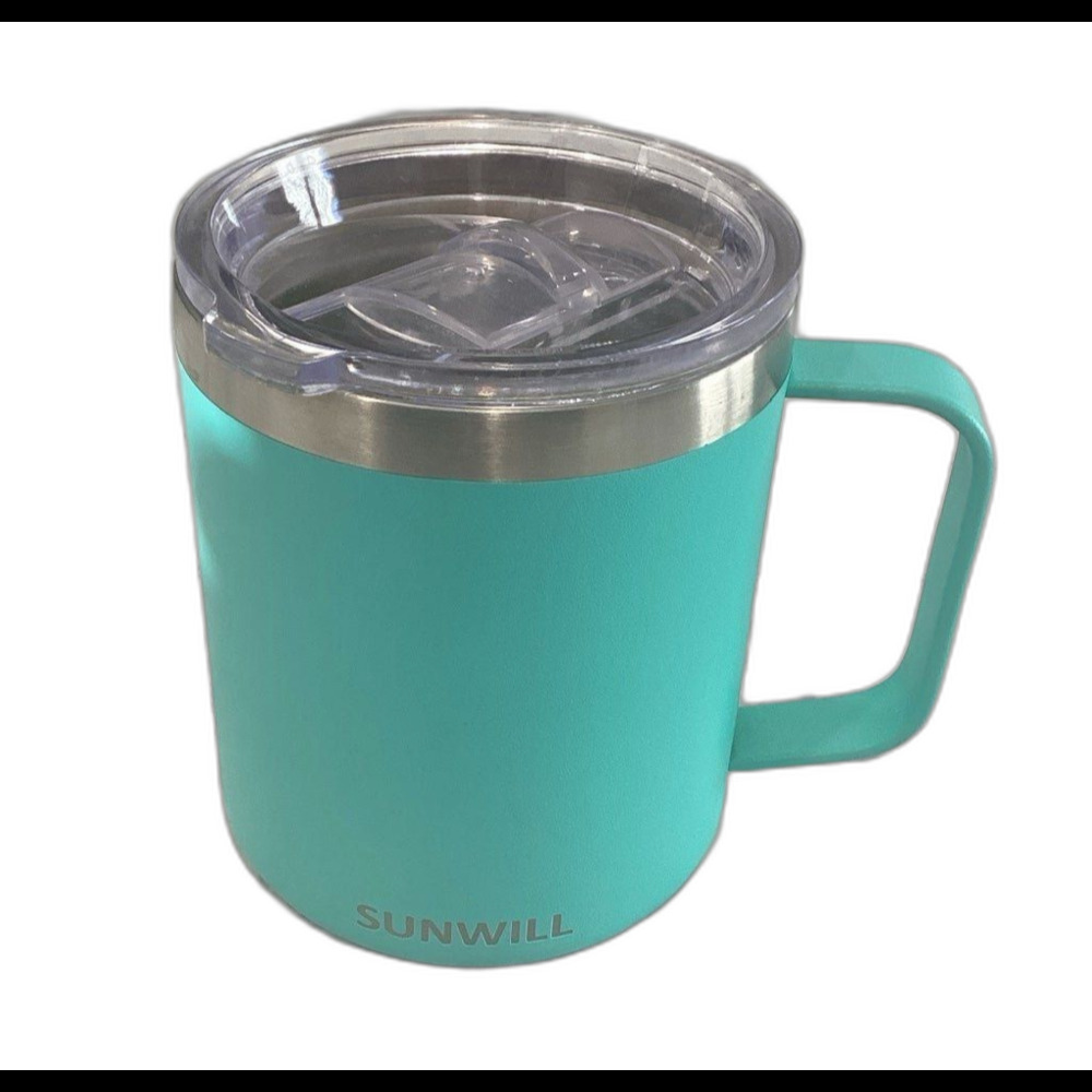 Sunwill Travel Mug with Lid Handle 14oz Insulated Stainless Steel Color Teal